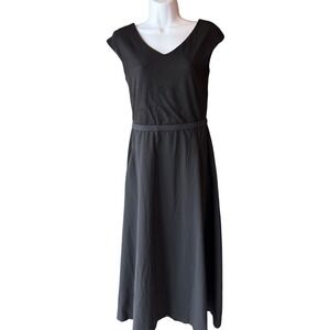 Athleta Ryder Dress Black Midi Cutout Back Size Small